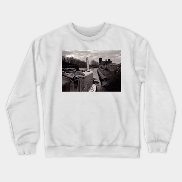 Narrow boat moored next to the canal - Stoke on Trent, UK Crewneck Sweatshirt by richflintphoto